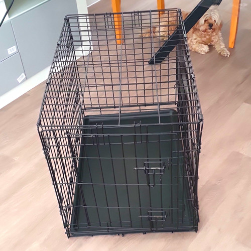 Black folding steel wire dog - black,