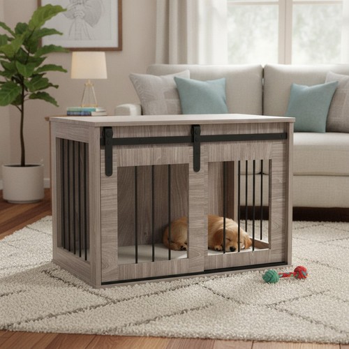 Dog crate furniture large - crate,