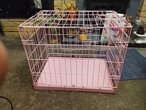 Pink folding steel wire dog - pink,