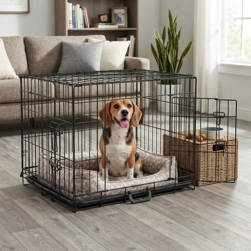 Portable door dog crate with - portable, 2-door